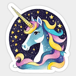 Unicorn with stars Sticker